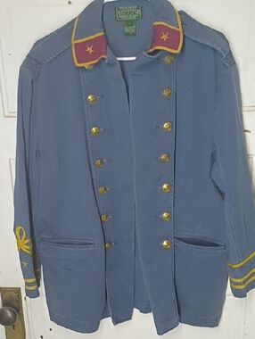 Ralph Lauren Purple Label Blue Military Field Jacket with Red & Gold Trim